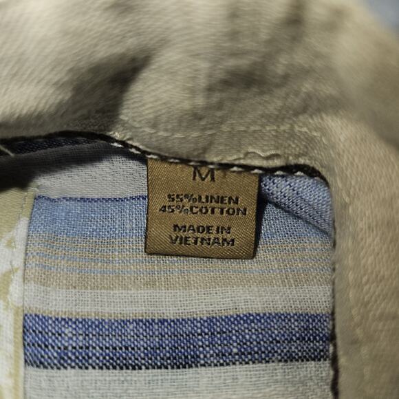 Tasso Elba Island Linen Blend Shirt Mens‎ Sz M Striped Beachy Coastal Preppy - Picture 8 of 8